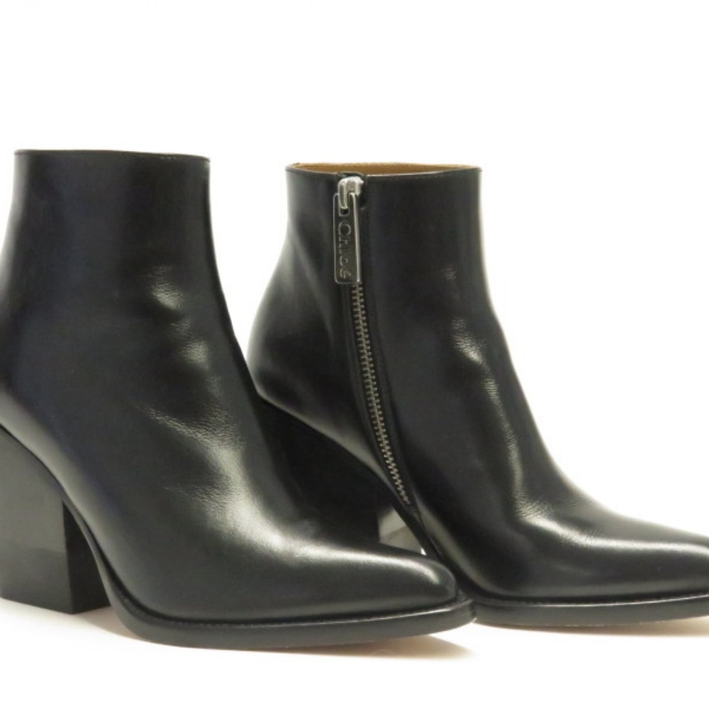 Chloe Rylee Booties Black Leather Size 36.5 - Picture 2 of 8